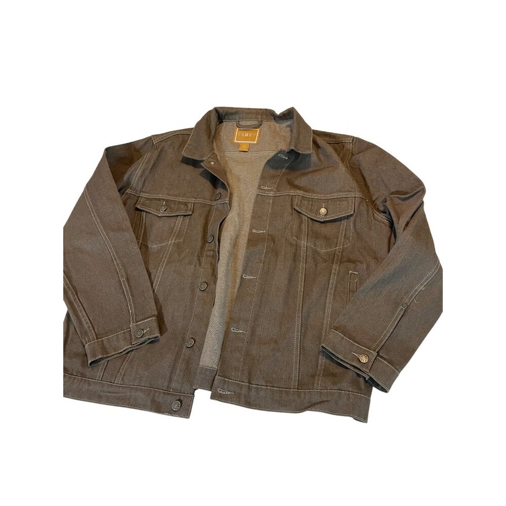 Trust Mens 3XL Denim Jacket Brown - Picture 2 of 9
